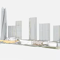Modern Commercial Complex With High Rise Buildings And Green Landscaped Areas