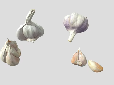 Fresh Whole Garlic Bulbs And Peeled Cloves For Daily Cooking And Recipes 3d model