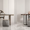 New Chinese Style Tea Table and Chair Desk and Chair Combination 3d model
