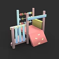 Kids Play Structure With Slide Colorful Beads And Wooden Frame Design