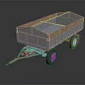Gray Open Cargo Trailer Featuring Wooden Edges Red Wheels And Trailer Hitch
