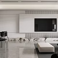 Modern Living Dining Room Interior With White Sofa Wooden Coffee Table And Dining Chairs