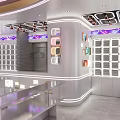 Modern Stylish Retail Store Interior With Display Cabinets Decorative Dolls And Lighting Design