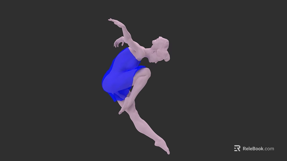 A Woman Dancing in Blue Dress With Elegant Pose and Graceful Movement 3d model 