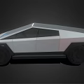 White Electric Pickup Truck With Geometric Design And LED Front Lights Black Tires