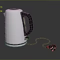 Modern Silver Electric Kettle With Black Handle And Power Cord 3d model