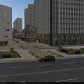 Modern Commercial Street Featuring High Rise Buildings Colorful Facades Green Spaces And Plaza