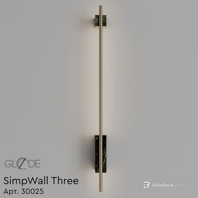 Sleek Modern Wall Lamp With Gold Metal Frame And Black Marble Detail 3d model 