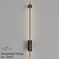 Sleek Modern Wall Lamp With Gold Metal Frame And Black Marble Detail