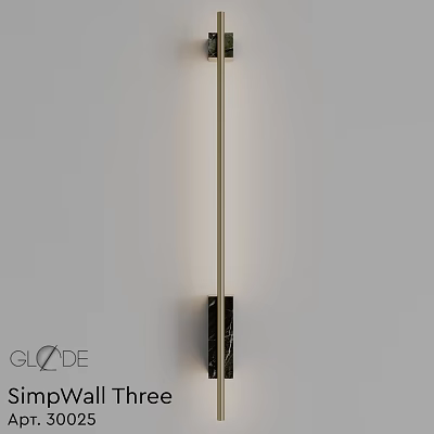 Sleek Modern Wall Lamp With Gold Metal Frame And Black Marble Detail 3d model