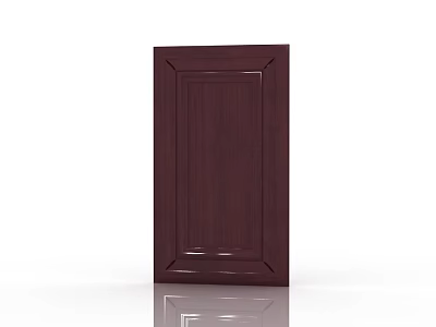 Dark Red Wooden Double Door With Modern Paneled Design And Sleek Reflective Surface 3d model