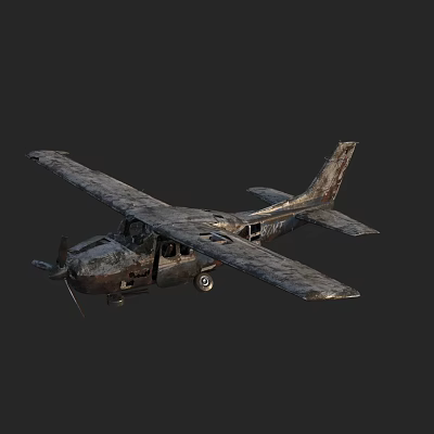Ruins Abandoned Aircraft Battle Damage Scrapped Aircraft Doomsday 3d model