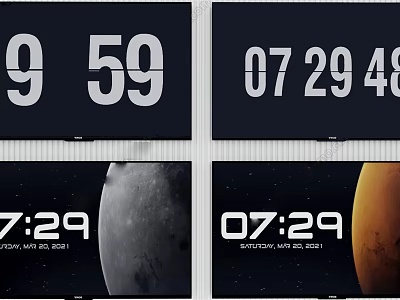 TV Screen Displaying Time Date Moon Image And Planet View Digital Content 3d model