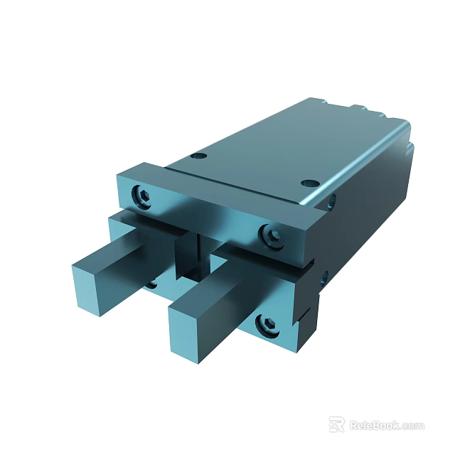 Blue Metal Industrial Mechanical Component With Dual Arms Bolted Structure And Precision Design 3d model 