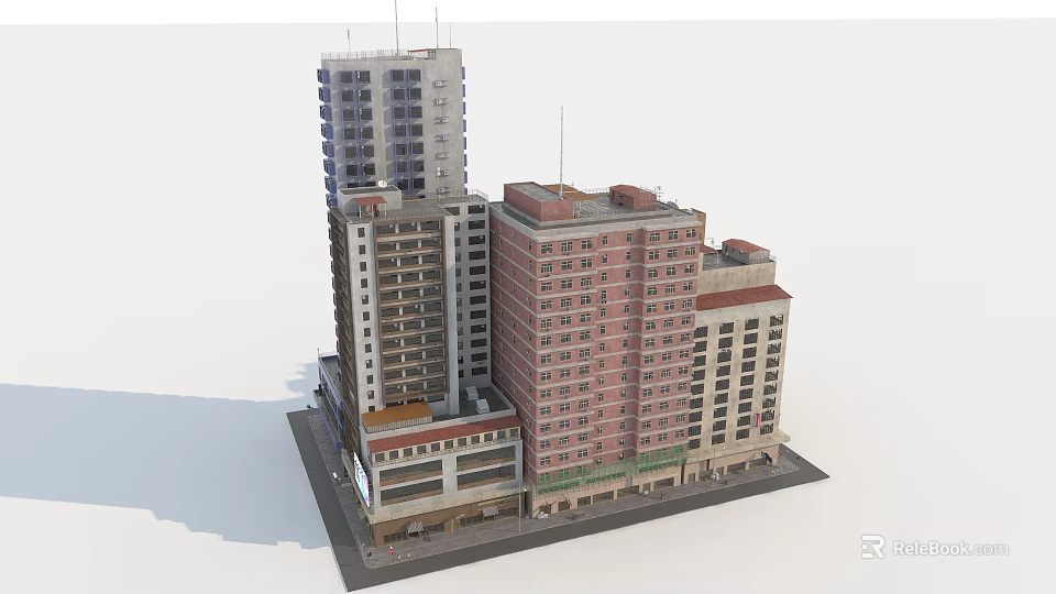 Urban Architectural Model With Multiple Colored Buildings And Varied Heights 3d model 