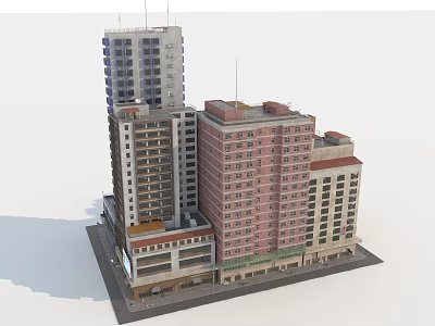 Urban Architectural Model With Multiple Colored Buildings And Varied Heights 3d model