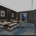 Hotel Guest Room Bathroom Modern Design With Glass Shower Enclosure Bathtub Vanity And Gray Tiles