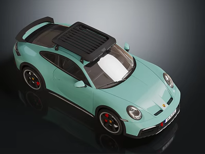 Turquoise Sports Car with Black Roof Rack Wheels and Red Brake Calipers Modern Design 3d model