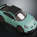 Turquoise Sports Car with Black Roof Rack Wheels and Red Brake Calipers Modern Design
