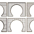 Chinese Traditional Circular Arch Designs With Various Lattice And Geometric Patterns