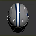 White Weapon Helmet With Blue Stripes And RIDGEMONT Brand Label Design