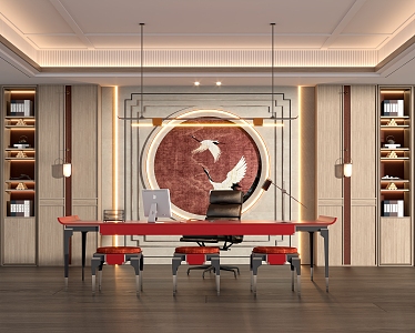 New Chinese-style General Manager Office Chairman's Office 3d model