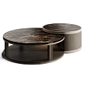 Modern Round Dining Table With Marble Top And Wooden Nested Base Design