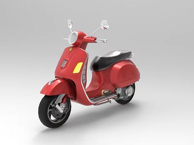 Red Vintage Scooter with Black Seat Silver Mirrors and Classic Design 3d model
