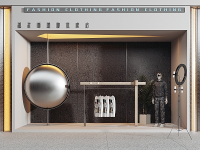 Chaozhou Brand Clothing Store Window Live Room Scene Door Head Facade Window Meichen Skyline Light Model Background Wall 3d model