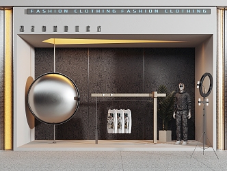 Chaozhou Brand Clothing Store Window Live Room Scene Door Head Facade Window Meichen Skyline Light Model Background Wall 3d model