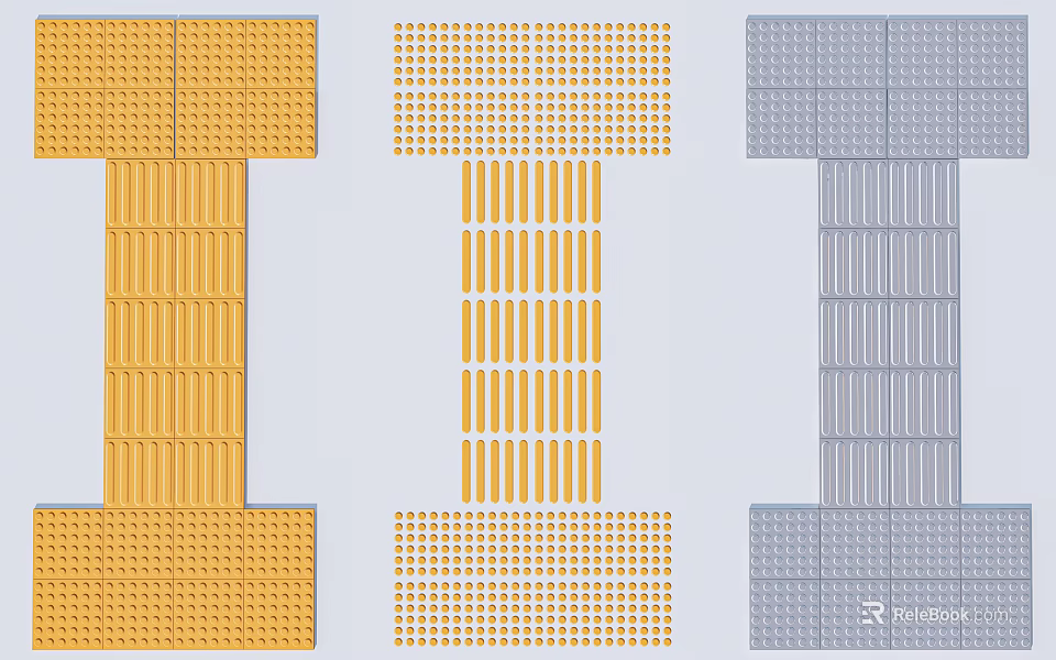 Road Infrastructure With Yellow Beige Gray Textured Pavement Design Patterns 3d model 