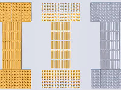 Road Infrastructure With Yellow Beige Gray Textured Pavement Design Patterns 3d model