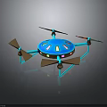 Aerospace Space Exploration Blue Drone With Modern Design And Four Propellers 3d model
