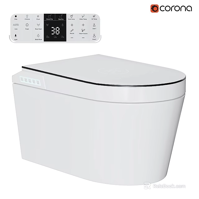 Smart Modern Toilet With Digital Display For Temperature Control And Sleek White Design 3d model 