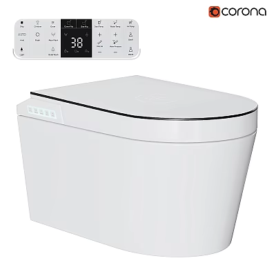 Smart Modern Toilet With Digital Display For Temperature Control And Sleek White Design 3d model