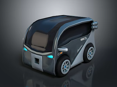 Small Futuristic Car With Modern Design Blue Lights And Silver Wheels 3d model
