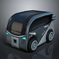 Small Futuristic Car With Modern Design Blue Lights And Silver Wheels