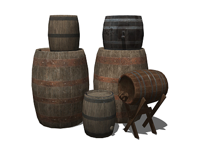 Modern Wine Barrel Wine Barrel Wine Barrel Wine Bottle Nongjiale Sketches model