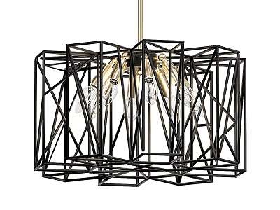 Sleek Modern Chandelier With Black Geometric Metal Frame And Clear Crystal Accents 3d model