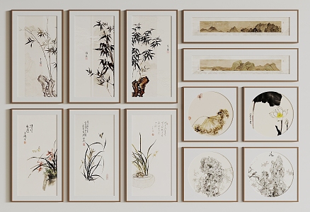 New Chinese Hanging Paintings 3d model