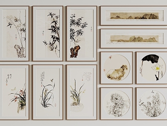 New Chinese Hanging Paintings 3d model