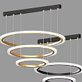 Modern Circular Pendant Lights With Multiple Gold White Black Hanging Rings Design