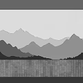 Modern Background Wall Design With Mountain Silhouette LED Lighting And Textured Stone Base