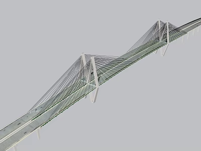 Modern Architectural Cable Stayed Bridge With Steel Cables And Tall Towers Structure 3d model