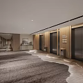 Elevator Hall Elevator Corridor Hotel Elevator End View Desk 3d model