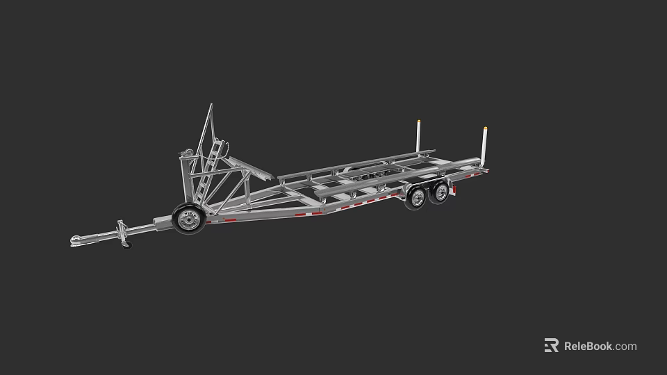 Boat Trailer With Aluminum Structure And Multiple Wheels For Transport Purpose 3d model 