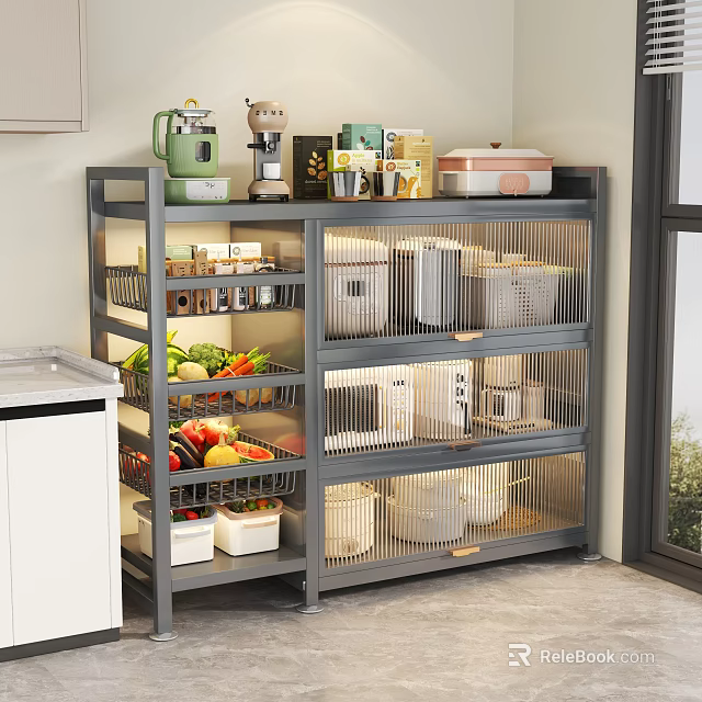 Modern Large Capacity Kitchen Side Cabinet For Storing Vegetables Food And Small Household Appliances 3d model 