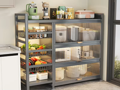 Modern Large Capacity Kitchen Side Cabinet For Storing Vegetables Food And Small Household Appliances 3d model