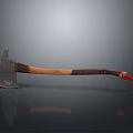 Traditional Metal Axe Weapon With Wooden Handle Wrapped Grip And Red End