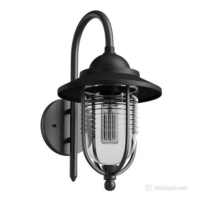 Black Metal Wall Light with Glass Shade Durable Frame and Modern Industrial Design 3d model 